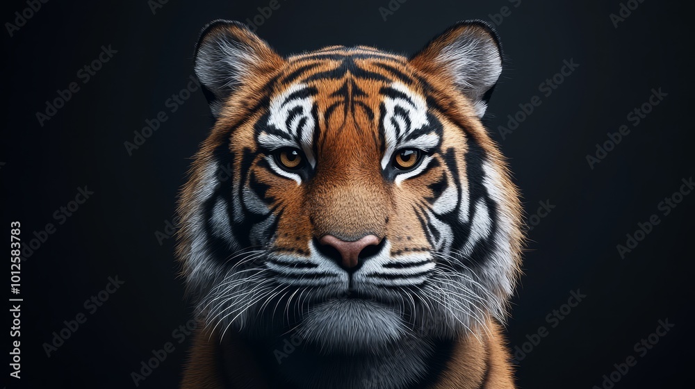 Fototapeta premium Tiger Portrait Close Up Powerful Majestic Wild Cat
