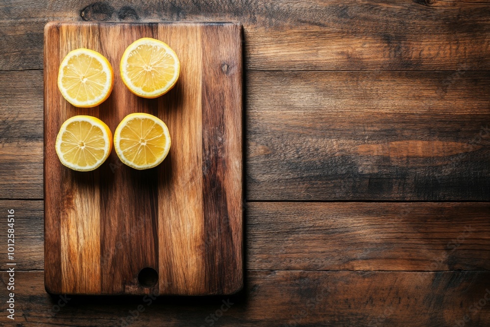 Lemon Halves on a Wooden Cutting Board Lemon Halves on a Wooden Cutting Board