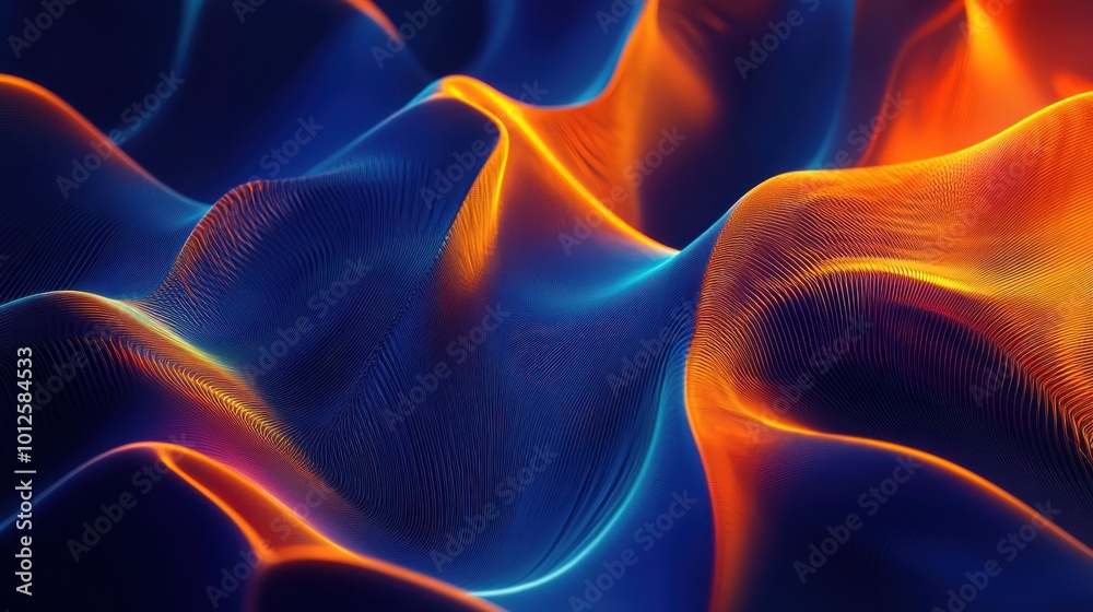 Fototapeta premium Abstract Wavy Lines in Orange and Blue