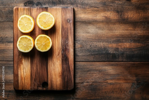 Lemon Halves on a Wooden Cutting Board