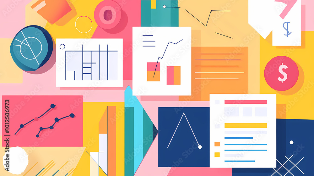 Abstract budget allocation, with colorful geometric patterns representing different expense categories. Geometric Patterns. Illustration Abstract budget allocation, with colorful geometric patterns representing different expense categories. Geometric Patterns. Illustration