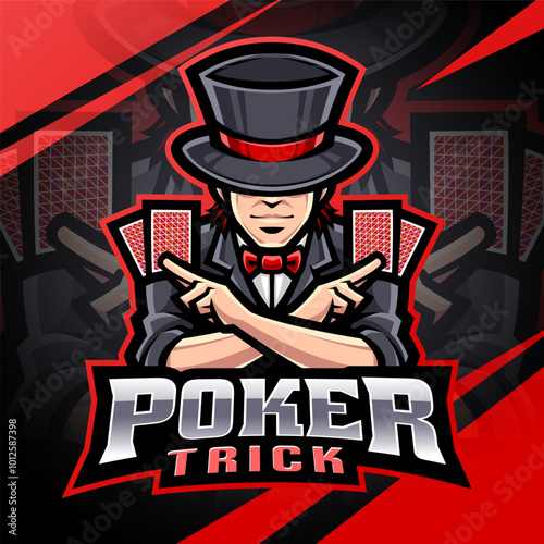 Poker trick esport mascot logo design