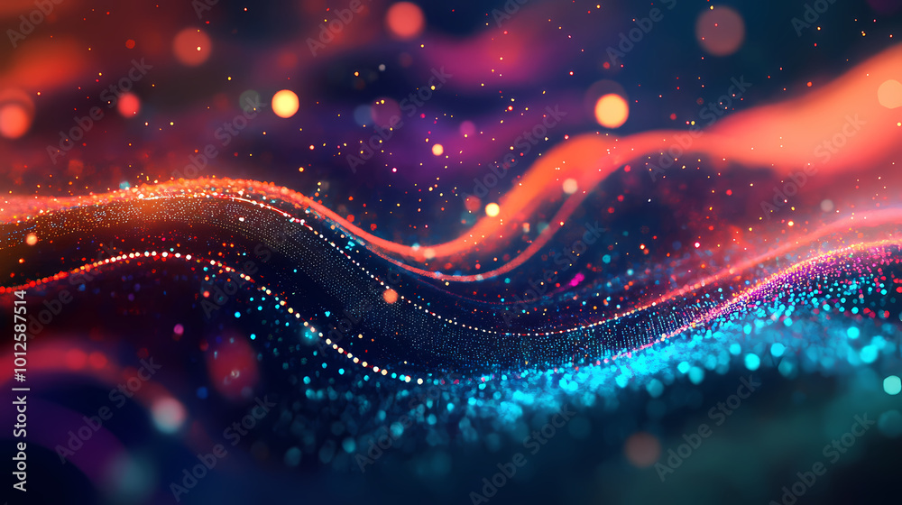 Abstract digital art with glowing particles and a blurred gradient background. Gradient Art. Illustration Abstract digital art with glowing particles and a blurred gradient background. Gradient Art. Illustration