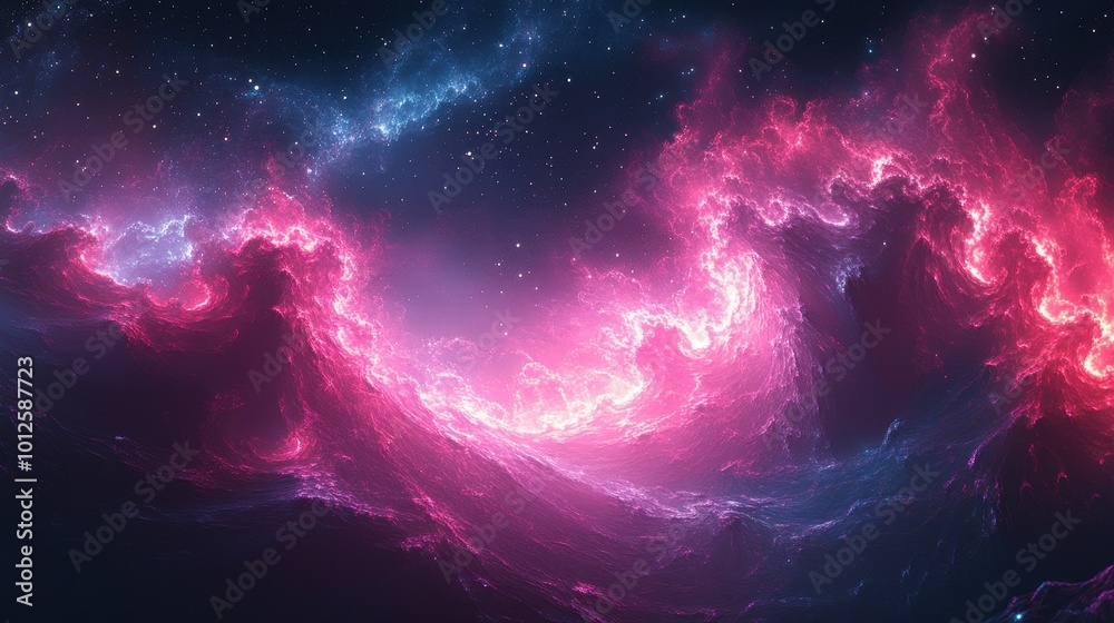 Abstract neon fractal wallpaper with space - Generative Ai Abstract neon fractal wallpaper with space - Generative Ai