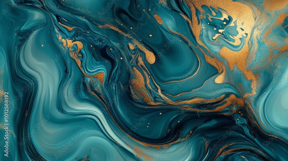 A sophisticated fluid art design in shades of teal and bronze, with swirling patterns that convey natural luxury. A sophisticated fluid art design in shades of teal and bronze, with swirling patterns that convey natural luxury.