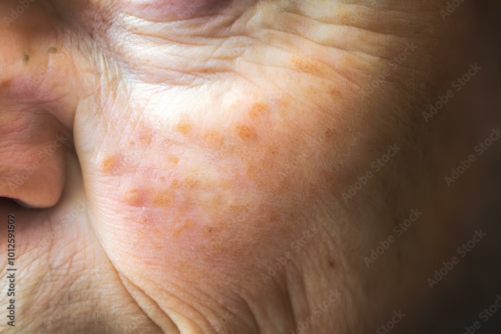 色素沈着のある成熟した女性の肌のクローズアップ、コピースペース|Close up of mature woman skin with hyperpigmentation. Copy space. 色素沈着のある成熟した女性の肌のクローズアップ、コピースペース|Close up of mature woman skin with hyperpigmentation. Copy space.
