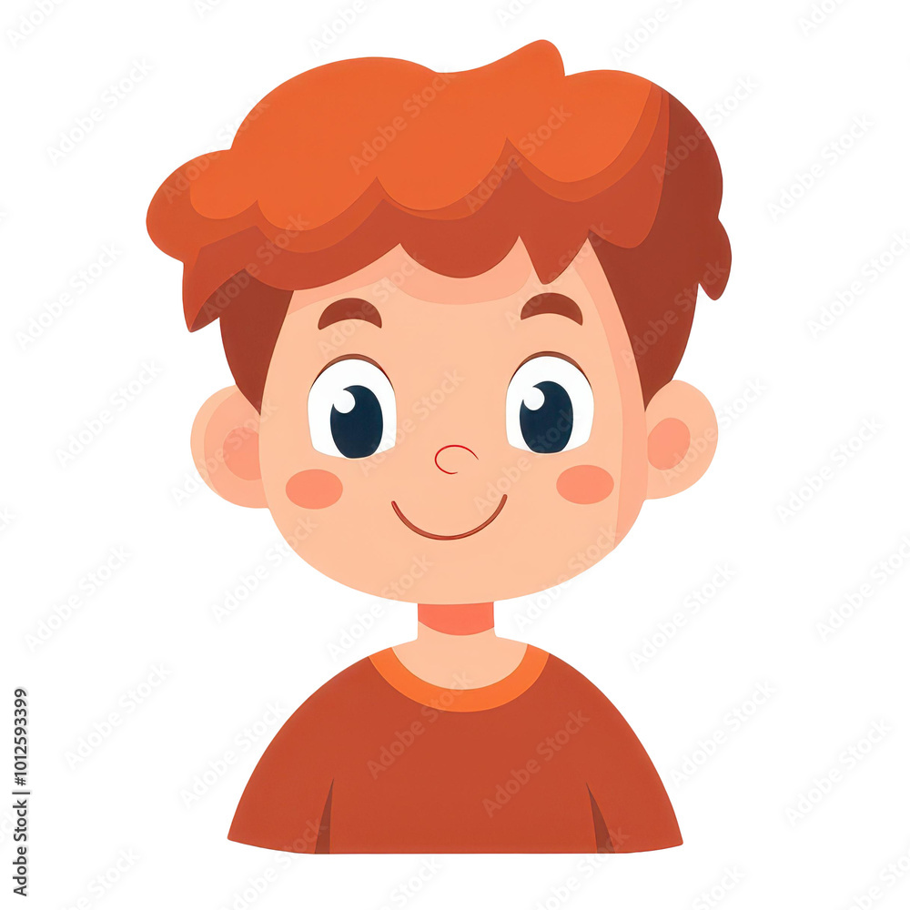 A cheerful cartoon boys face showcases vibrant colors and playful textures in a modern flat style illustration. A cheerful cartoon boys face showcases vibrant colors and playful textures in a modern flat style illustration.