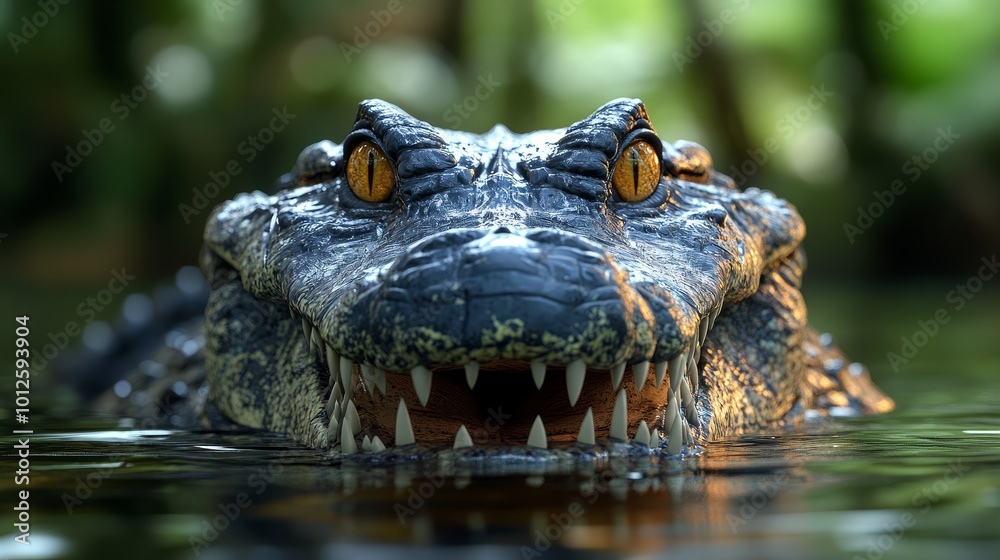 Obraz premium Close Up of Alligator with Open Mouth in Water