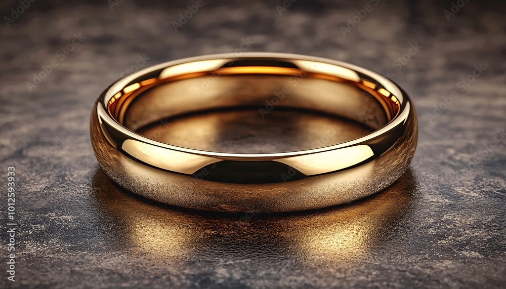 Sparkling Gold Ring on Transparent Surface Reflecting Light Beautifully Sparkling Gold Ring on Transparent Surface Reflecting Light Beautifully