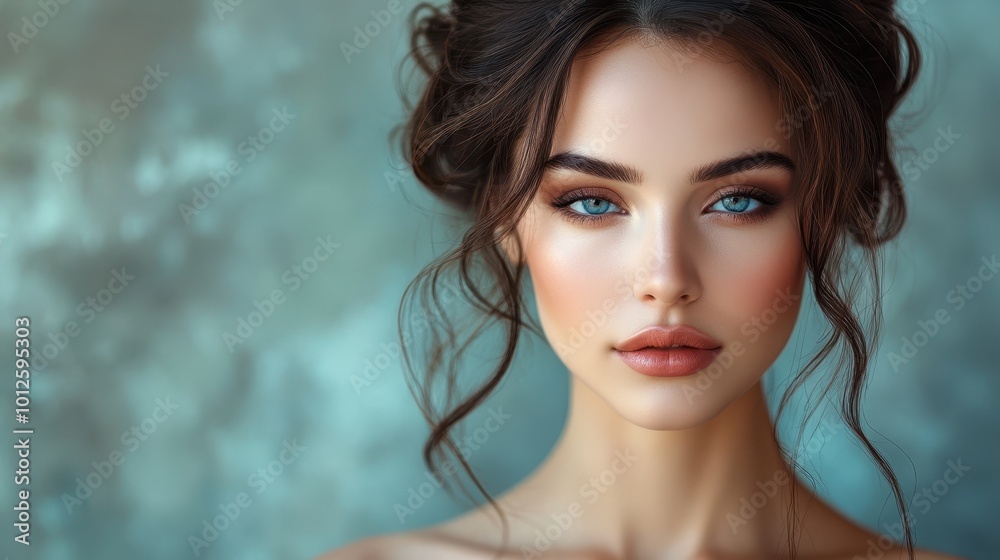 Elegant woman with natural makeup and stylish dress Elegant woman with natural makeup and stylish dress