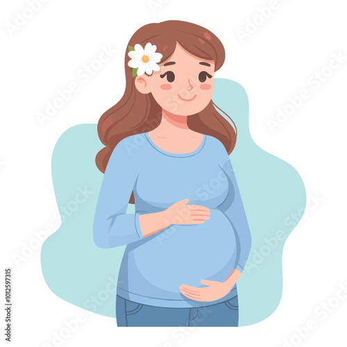 Happy pregnant woman flat design