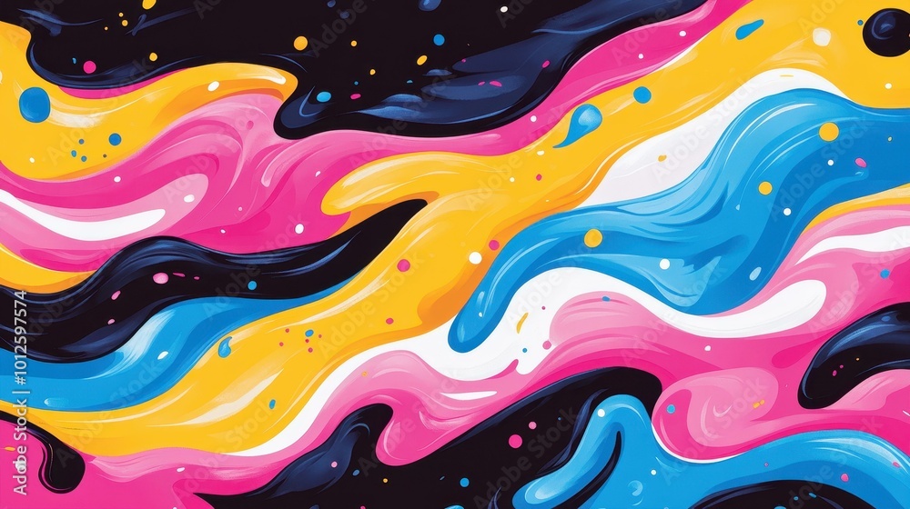 Vibrant abstract painting showcases dynamic silhouettes with flowing colors, creating an eyecatching 2D illustration. Vibrant abstract painting showcases dynamic silhouettes with flowing colors, creating an eyecatching 2D illustration.