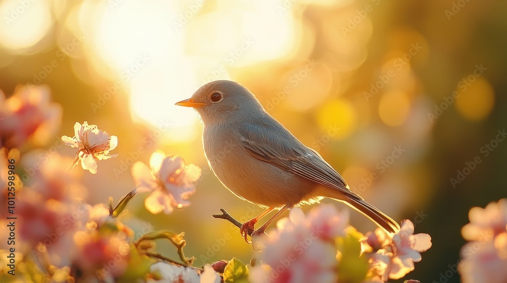 Elegant Bird in Sunlit Garden with Blurred Background Elegant Bird in Sunlit Garden with Blurred Background