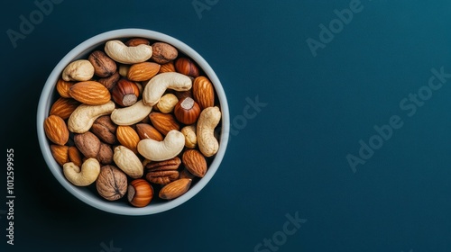 A vibrant bowl of assorted nuts, ideal for a healthy snack, adds charm to any setting with a blurred backdrop.