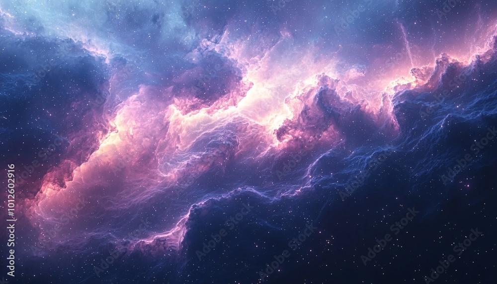 Fototapeta premium Ethereal Galaxy Fantasy - Dreamy Pastel Colors and Celestial Bodies in Digital Art