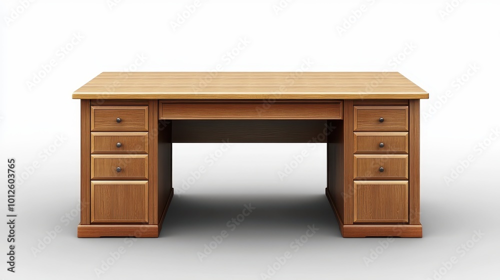Desk front view full length isolate on transparency background Desk front view full length isolate on transparency background