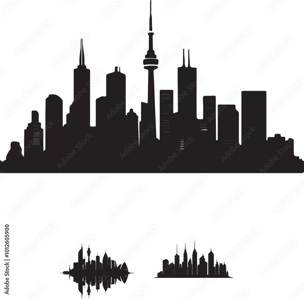 Fototapeta premium Modern City Skyline Silhouette Vector Illustration
