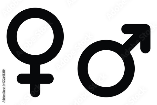 Gender symbol vector icon set. Male and female sex sign. Illustration isolated on white background.