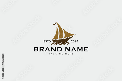 Modern ship logo design template