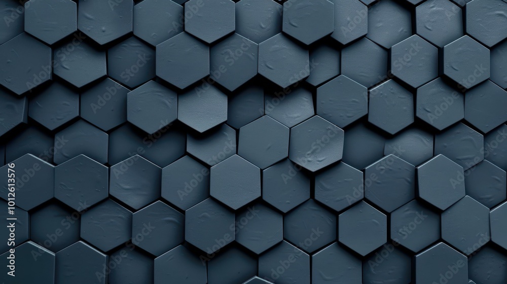 A striking closeup reveals a hexagonal wall pattern, perfect for contemporary home decor with a chic dark backdrop. A striking closeup reveals a hexagonal wall pattern, perfect for contemporary home decor with a chic dark backdrop.