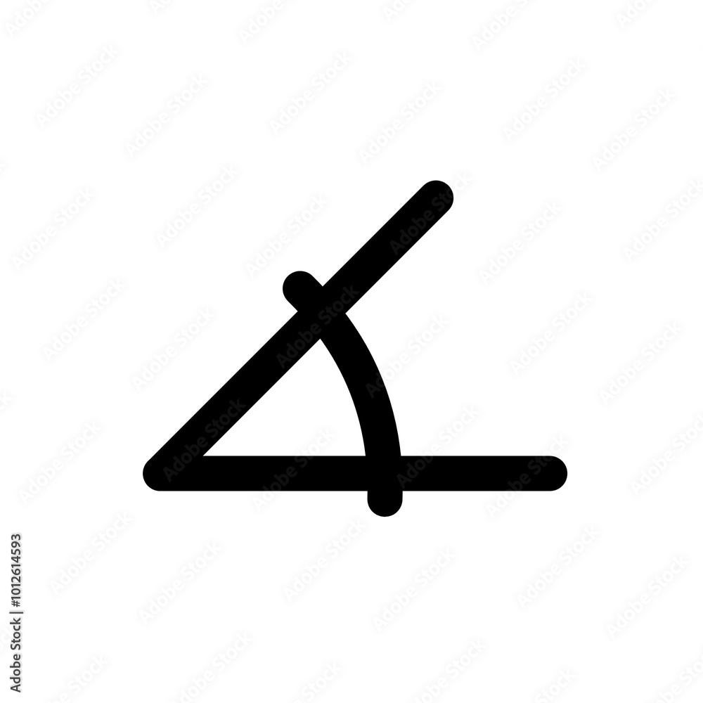 Angle icon in black, outline style and transparent background