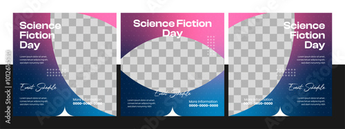 Science fiction day wager post social media template. Feed holidays banner graphic vector. Perfect for business promotion