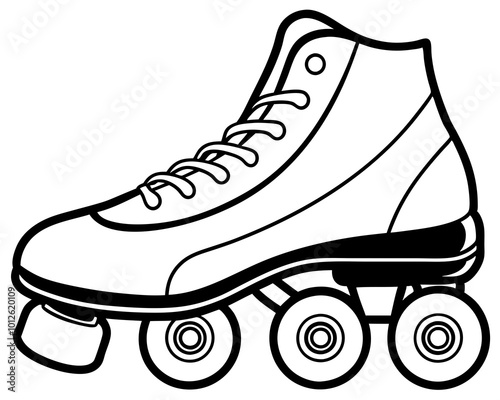 Roller Skate Shoe Line Art Vector Illustration