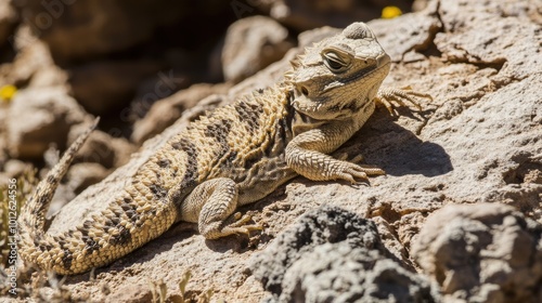 Exotic Spiky Reptile Basking in the Sun