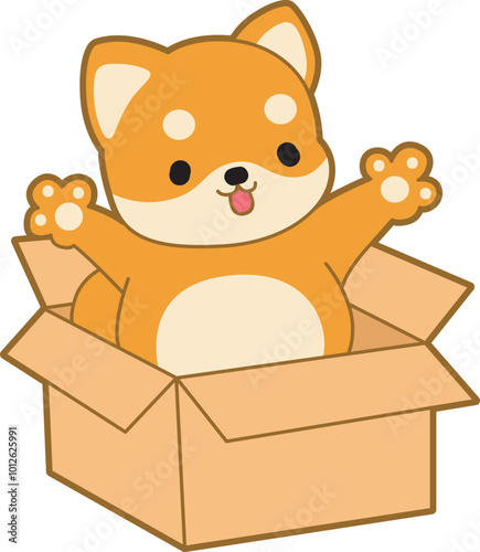Cute puppy kawaii dog lovely animal vector icon. Fluffy Shiba Inu pet stickers. Happy doggy activities illustrations.
