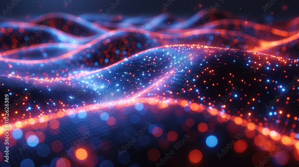 Abstract Digital Landscape with Glowing Lights Abstract Digital Landscape with Glowing Lights