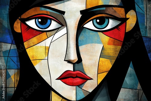 Comic-Style Abstract Portrait with Bold Colors photo