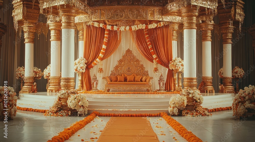 Fototapeta premium The decoration and interiors of the hindu wedding mandap
