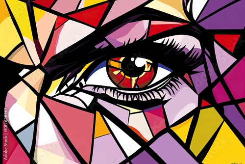 Comic-Style Abstract Portrait with Bold Colors photo