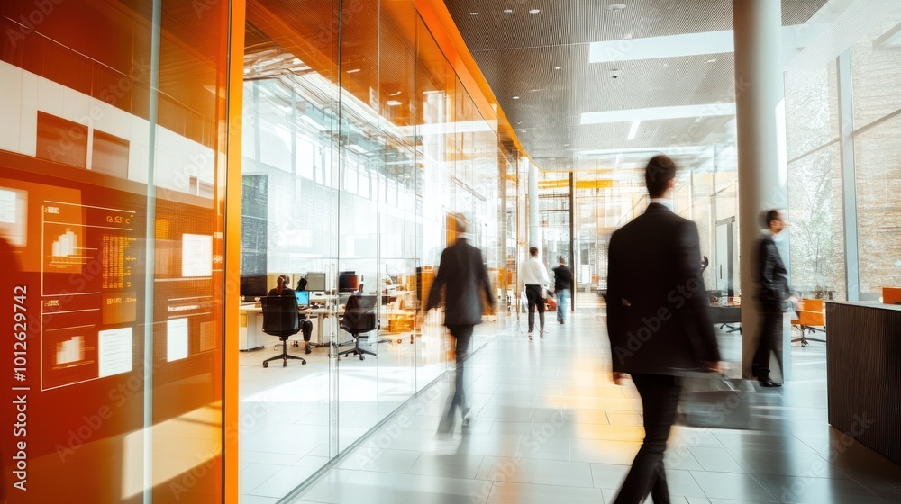 Fototapeta premium Businesspeople Walking in Modern Office Lobby