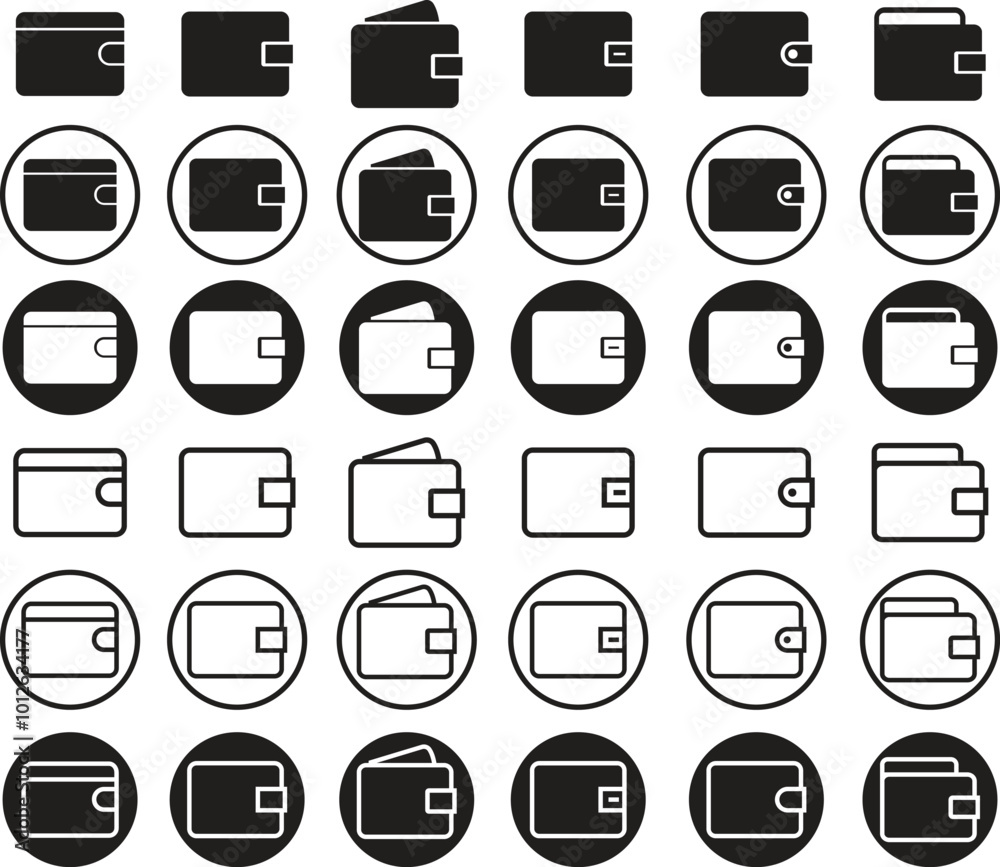 Wallet icons set in flat and line styles vectors. Purse with money illustration signs. Coins symbols. Online payment logos for mobile concept and website designs isolated on transparent background. Wallet icons set in flat and line styles vectors. Purse with money illustration signs. Coins symbols. Online payment logos for mobile concept and website designs isolated on transparent background.