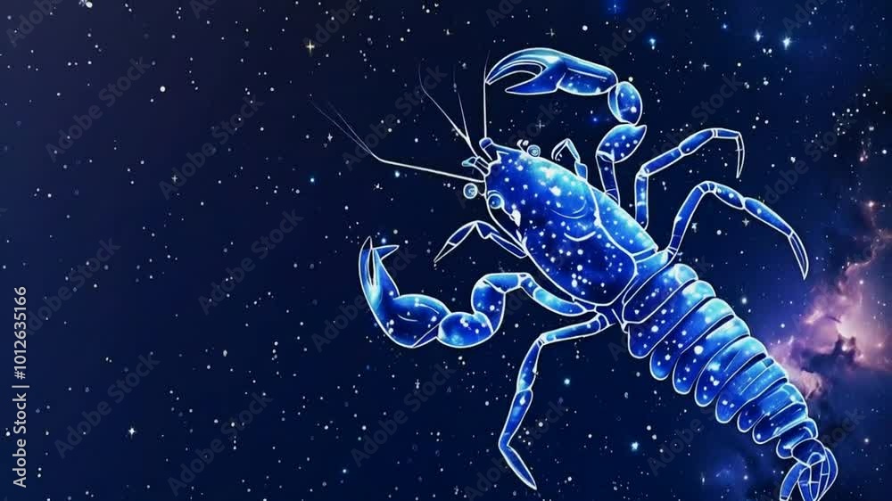 A blue lobster illustrated against a starry background, blending marine life with cosmic themes. A blue lobster illustrated against a starry background, blending marine life with cosmic themes.