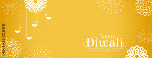 elegant happy diwali celebration yellow banner design