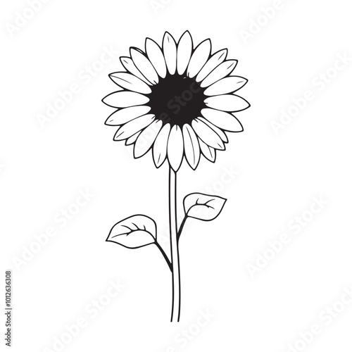 Sunflower print vector illustration, Sunflower icon. Vector illustration. Isolated. Flat design.