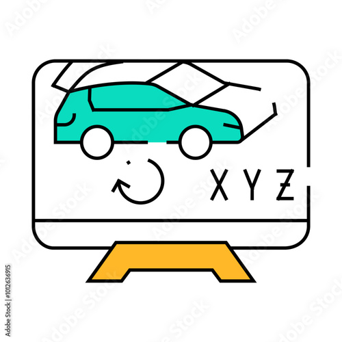 vr design in car building line icon vector. vr design in car building sign. isolated symbol illustration