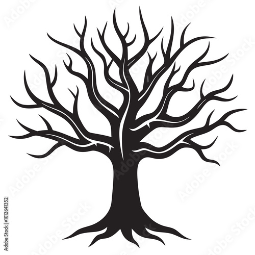 Dead tree silhouette vector illustration on a white background