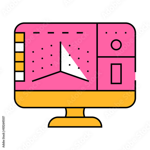 3d modeling line icon vector. 3d modeling sign. isolated symbol illustration