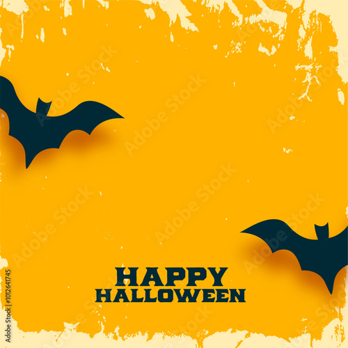 happy halloween holiday grungy background with creepy bat