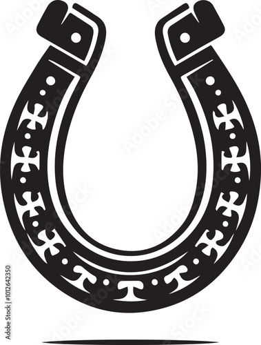 Horseshoe logo silhouette vector black and white