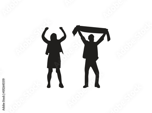 vector hand drawn football supporters or fans silhouette 