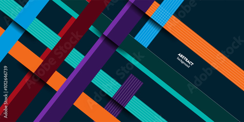 Blue gradient vector background with colorful rectangle overlapping design. Decorative shadow design in simple style with lines.