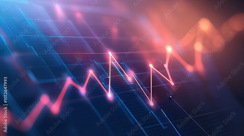 Financial bar graph displaying company rise and fall, connected with dots to highlight market trends. Professional background with copy space. Financial bar graph displaying company rise and fall, connected with dots to highlight market trends. Professional background with copy space.