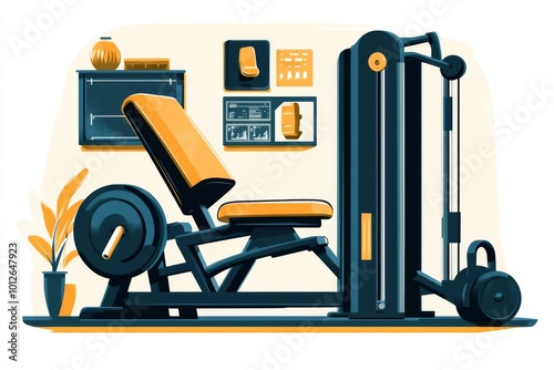 Strength training is symbolized through an engaging illustration of a leg press machine. photo