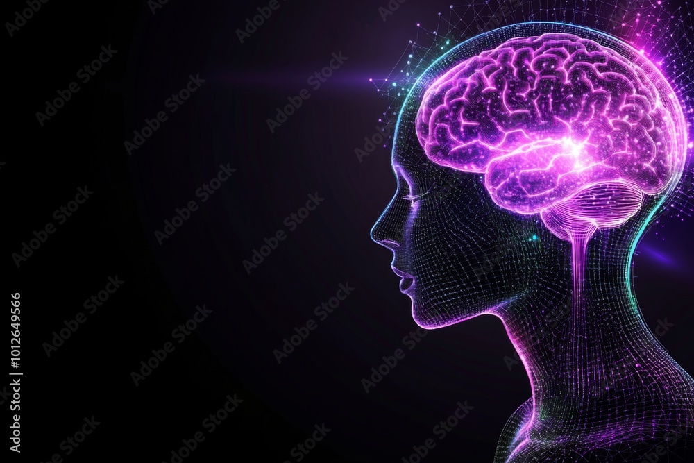 Representation of modern cognitive science through neon aesthetics Representation of modern cognitive science through neon aesthetics