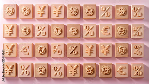 Wallpaper Mural Seamless Minimalist Tile Pattern Featuring Abstract Currency Icons and Discount Symbols for Modern Financial Advertising Torontodigital.ca