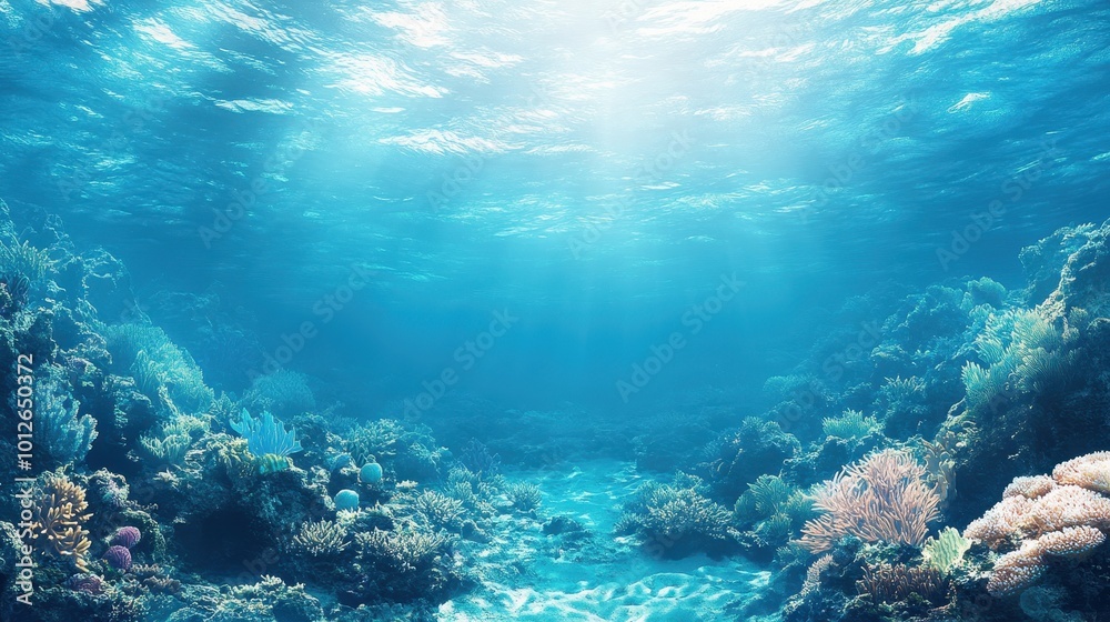 Naklejka premium Underwater Background Of The Ocean Bottom